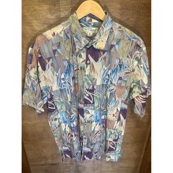 Tori Richard Honolulu Mens XL Cotton Lawn Abstract Geometric Button Down Shirt - Picture 2 of 3